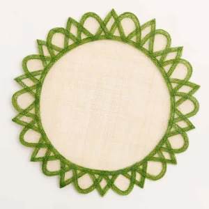 Fashion Pomegranate Inc Green Edge Woven Round Placemats | Set 4