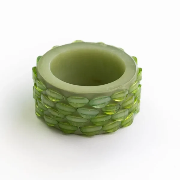 Hot Pomegranate Inc Green Round Resin Beaded Napkin Ring | Set of 4