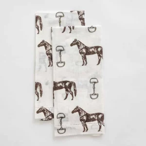 Fashion Pomegranate Inc Horse and Snaffle Linen Fingertip Towels | Set of 2