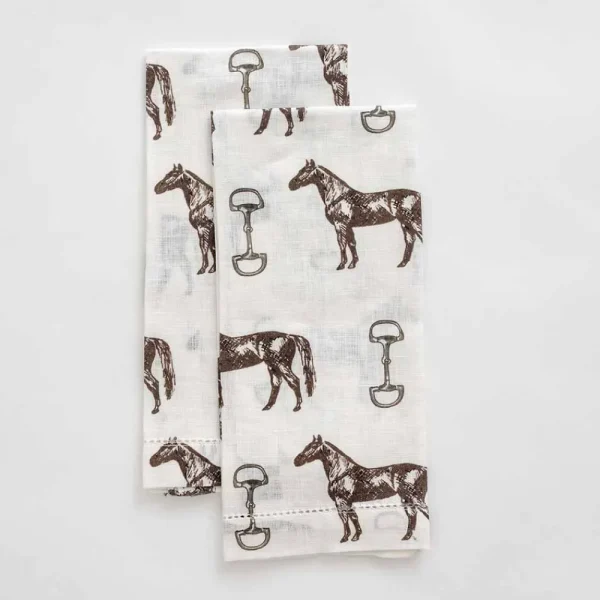 Fashion Pomegranate Inc Horse and Snaffle Linen Fingertip Towels | Set of 2