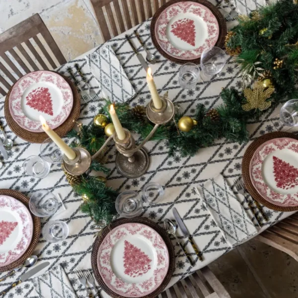 Online Pomegranate Inc India Hicks Home Embroidered Diamond Blue Tablecloth