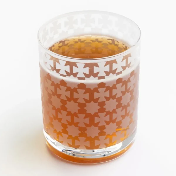 Sale Pomegranate Inc India Hicks Home Frosted Cuban Cross Bourbon Glass | Set of 4