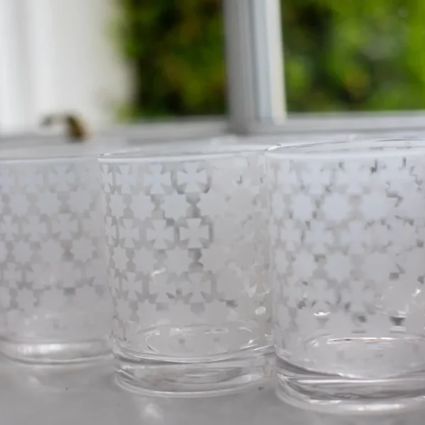 Sale Pomegranate Inc India Hicks Home Frosted Cuban Cross Bourbon Glass | Set of 4