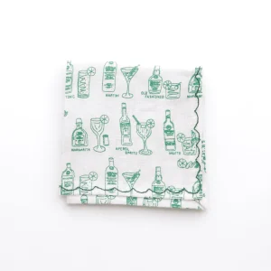 Hot Pomegranate Inc Mixed Drink Printed Linen Cocktail Napkins | Set of 6