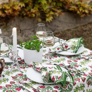New Pomegranate Inc Pom Bells Basil & Magenta Napkin