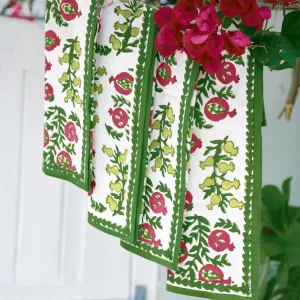 New Pomegranate Inc Pom Bells Basil & Magenta Napkin