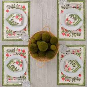 Outlet Pomegranate Inc Pom Bells Fern & Poppy Placemat | Set of 4
