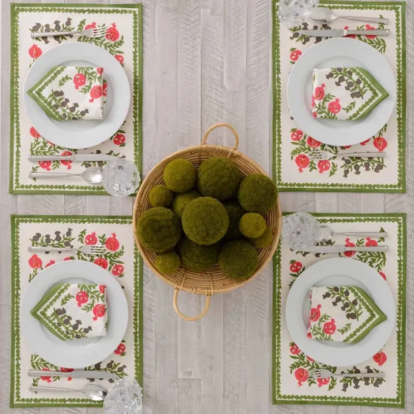 Outlet Pomegranate Inc Pom Bells Fern & Poppy Placemat | Set of 4