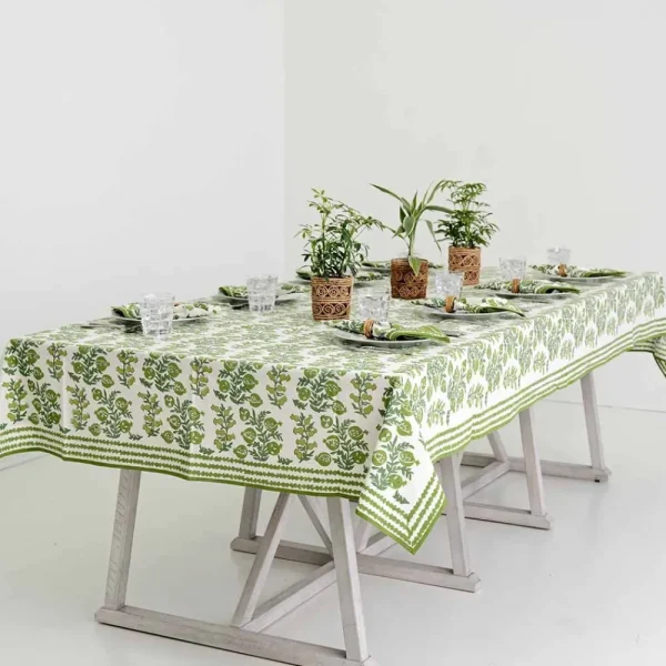 Hot Pomegranate Inc Pom Bells Green Tablecloth