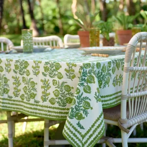 Hot Pomegranate Inc Pom Bells Green Tablecloth
