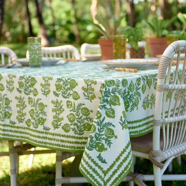 Hot Pomegranate Inc Pom Bells Green Tablecloth
