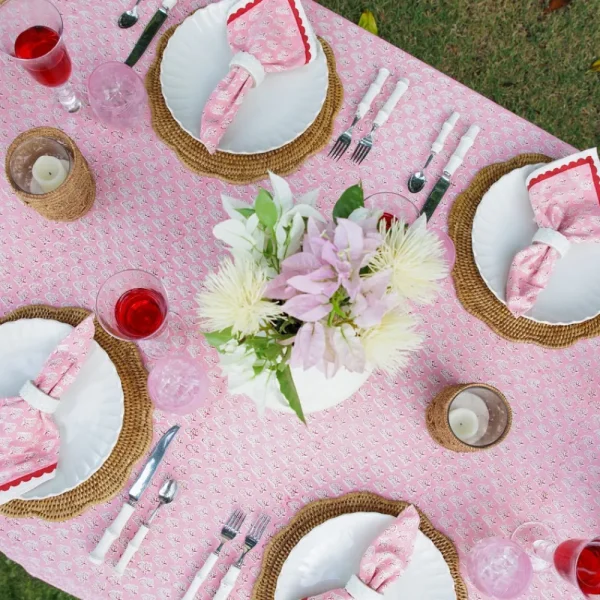 Outlet Pomegranate Inc Pom Buti Pink Tablecloth