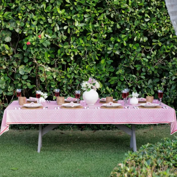 Outlet Pomegranate Inc Pom Buti Pink Tablecloth