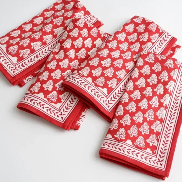 Fashion Pomegranate Inc Pom Buti Red Napkin | Set of 4