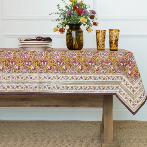 Outlet Pomegranate Inc Pomegranate Garden Plum & Ochre Tablecloth