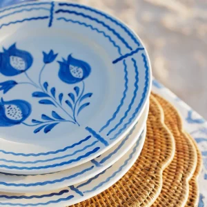 Fashion Pomegranate Inc Pomegranate Trio Sketch Cobalt Blue Salad Plate | Set of 2