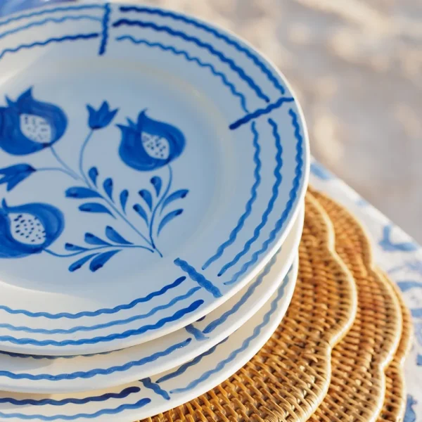 Fashion Pomegranate Inc Pomegranate Trio Sketch Cobalt Blue Salad Plate | Set of 2