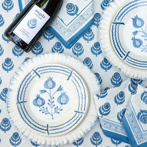 Fashion Pomegranate Inc Pomegranate Trio Sketch Cobalt Blue Salad Plate | Set of 2