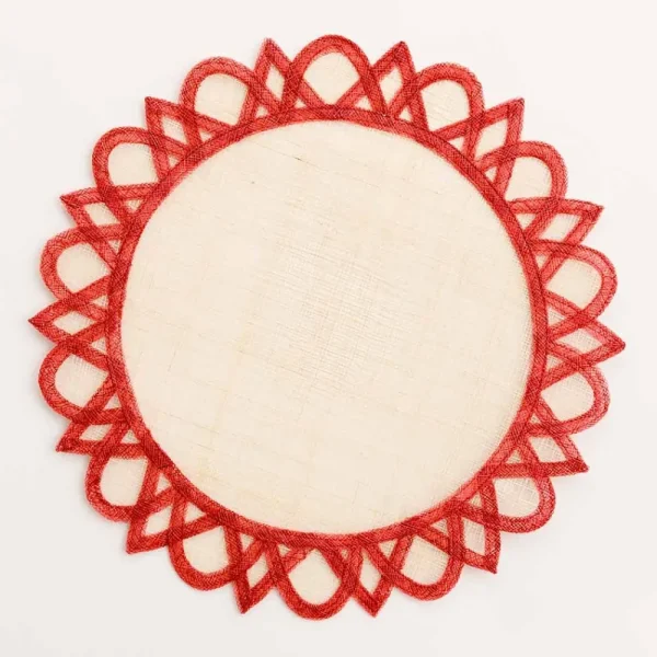 Best Pomegranate Inc Red Bordered Round Woven Easy Care Placemats