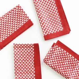 Clearance Pomegranate Inc Red Triangle Napkin | Set of 4