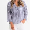 Online Pomegranate Inc Royal Clover Flange Button Blouse