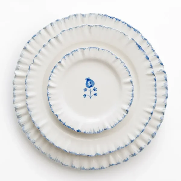 Fashion Pomegranate Inc Ruffled Cobalt Blue Appetizer Plate | Set of 4