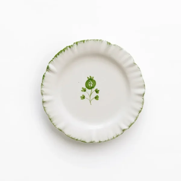 Hot Pomegranate Inc Ruffled Green Appetizer Plate | Set of 4