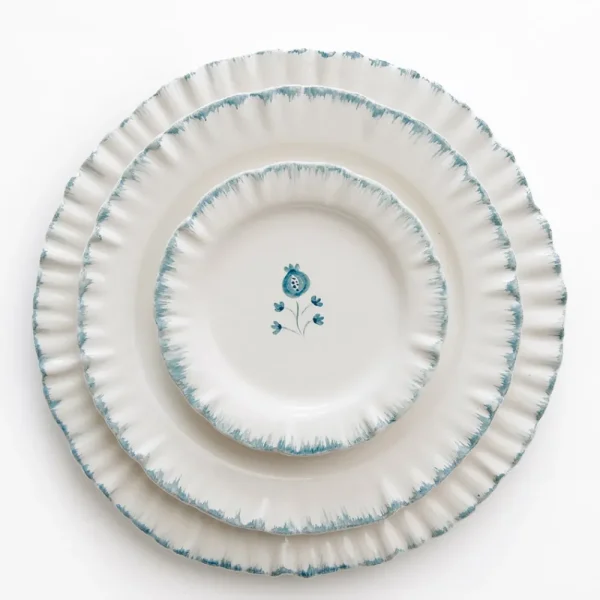 Sale Pomegranate Inc Ruffled Teal Appetizer Plate | Set of 4