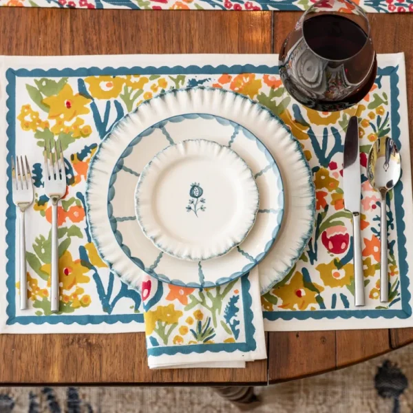 Discount Pomegranate Inc Ruffled Teal Dinner Plate | Set of 2