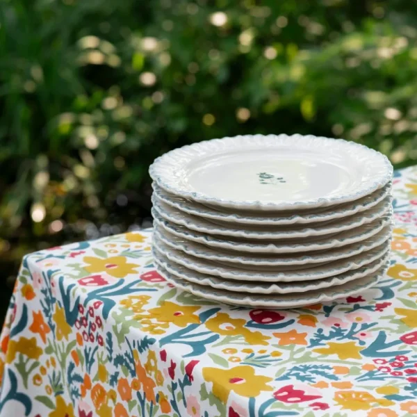 Discount Pomegranate Inc Ruffled Teal Dinner Plate | Set of 2