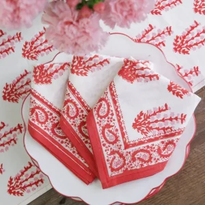 Hot Pomegranate Inc Sagar Red & Pink Napkin | Set of 4