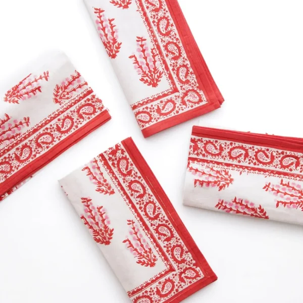Hot Pomegranate Inc Sagar Red & Pink Napkin | Set of 4