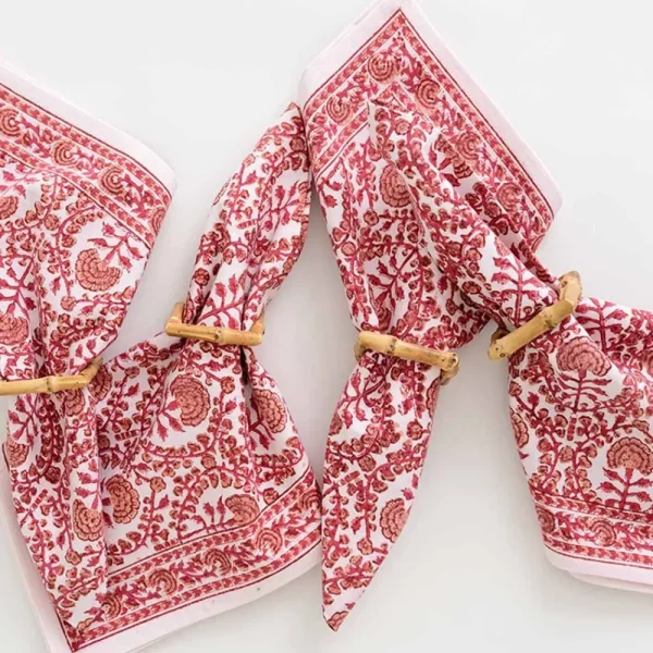 Outlet Pomegranate Inc Square Bamboo Napkin Rings | Set of 4
