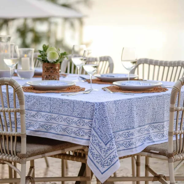 Online Pomegranate Inc Tapestry Blue Tablecloth