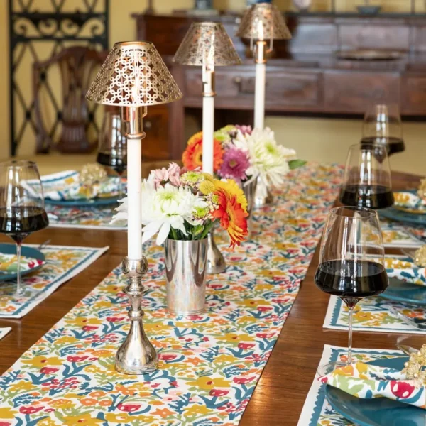 Online Pomegranate Inc Teal Garden Table Runner