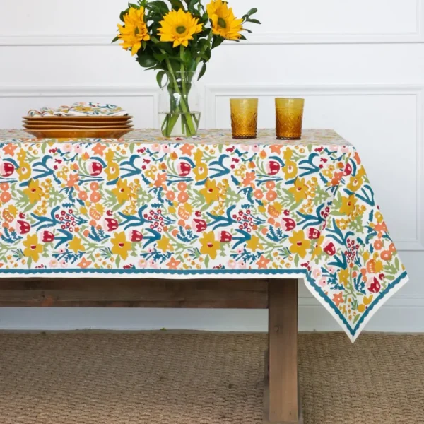 Sale Pomegranate Inc Teal Garden Tablecloth