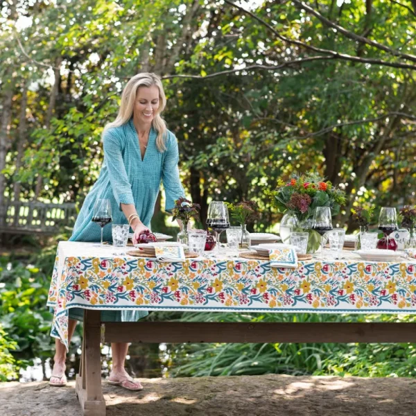 Sale Pomegranate Inc Teal Garden Tablecloth