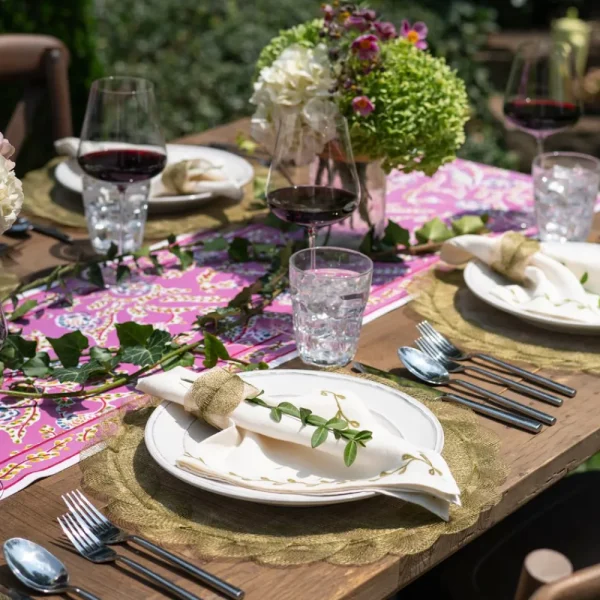 Online Pomegranate Inc Twig & Bud Moss Embroidered Linen Napkin | Set of 4