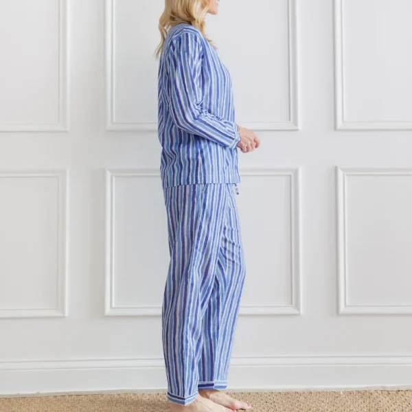 Outlet Pomegranate Inc Watercolor Blue Stripe PJ Set