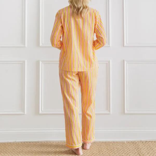 Sale Pomegranate Inc Watercolor Orange Stripe Pajama Set