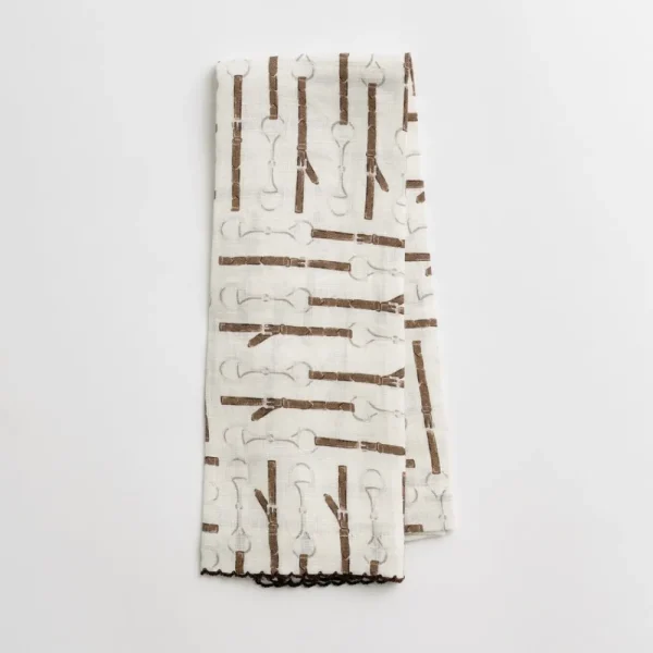Sale Pomegranate Inc White Linen Snaffle & Buckle Fingertip Towels