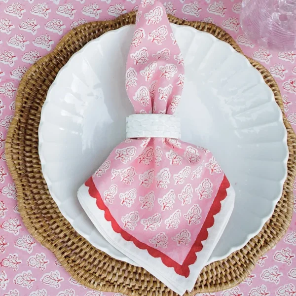 Hot Pomegranate Inc White Round Resin Beaded Napkin Ring | Set of 4