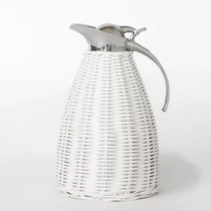 Fashion Pomegranate Inc White Wicker Thermos