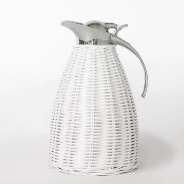 Fashion Pomegranate Inc White Wicker Thermos
