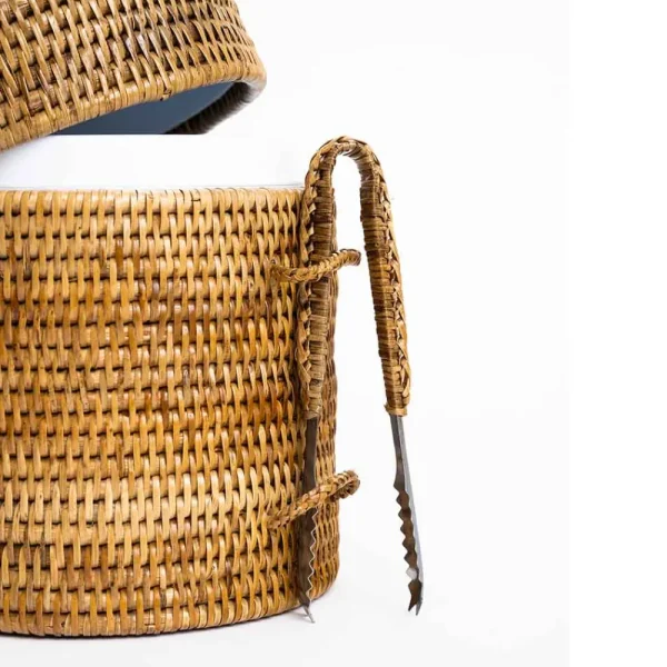 Hot Pomegranate Inc Woven Rattan Lidded Ice Bucket
