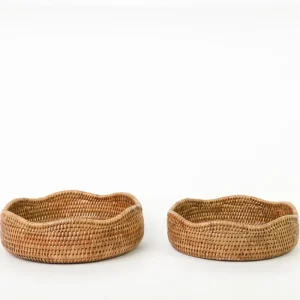 New Pomegranate Inc Woven Rattan Scalloped Bowl