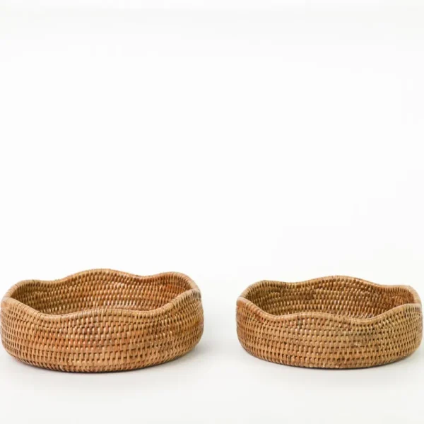 New Pomegranate Inc Woven Rattan Scalloped Bowl