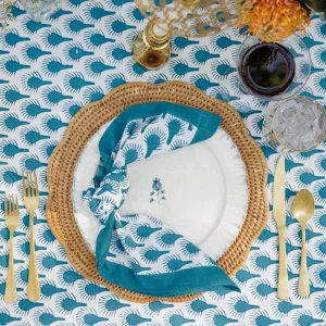Hot Pomegranate Inc Woven Rattan Scalloped Placemats | Set of 4