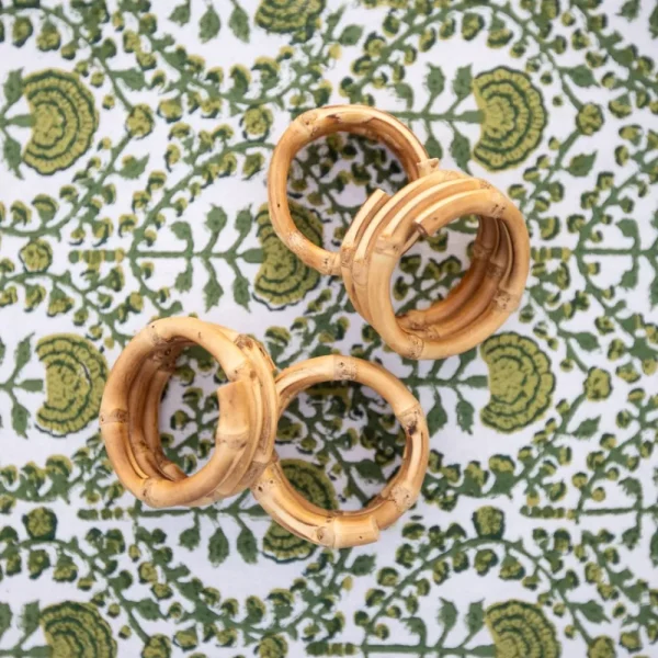 New Pomegranate Inc Wrapped Bamboo Napkin Rings | Set of 4