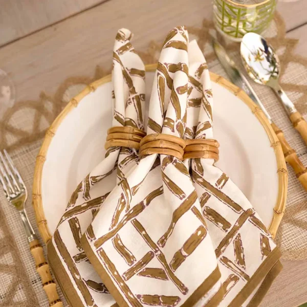 New Pomegranate Inc Wrapped Bamboo Napkin Rings | Set of 4